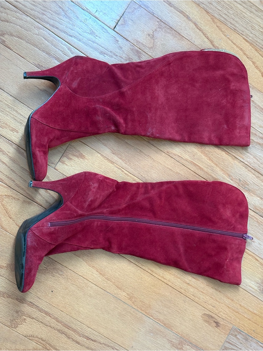 Ninewest Women’s Red Suede Knee-High Stiletto Boots